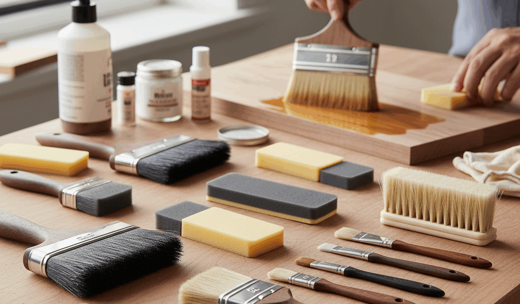 Collection of quality finishing brushes for woodworking