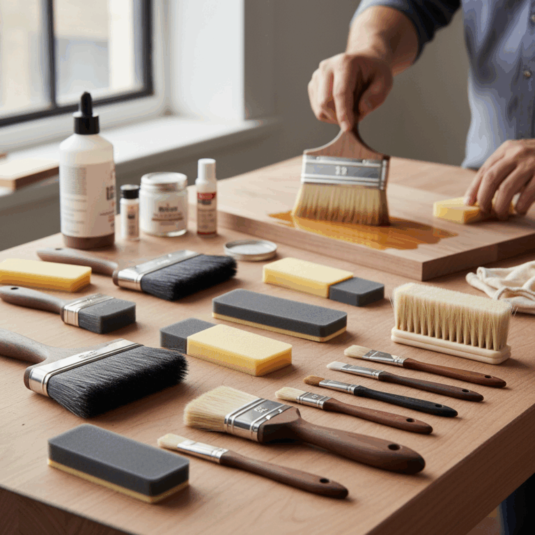 Collection of quality finishing brushes for woodworking