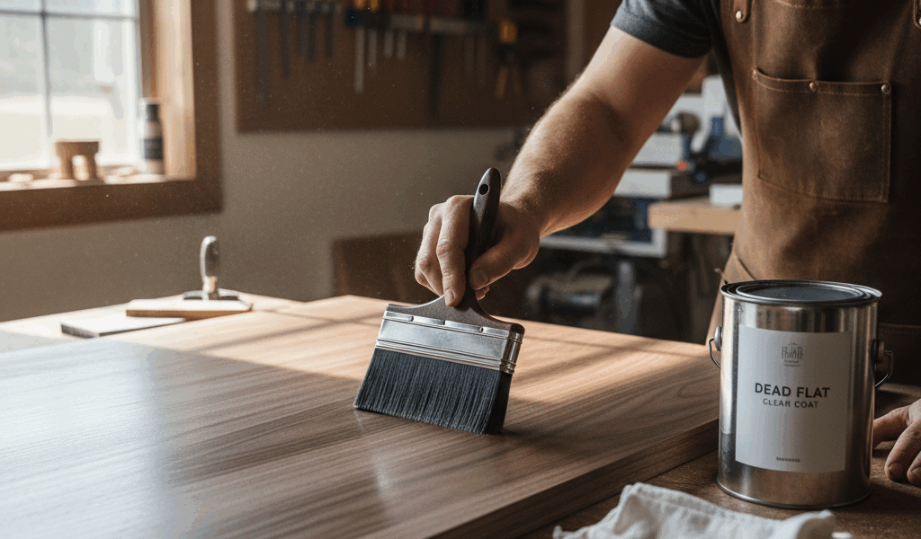 Applying dead flat matte finish to walnut furniture