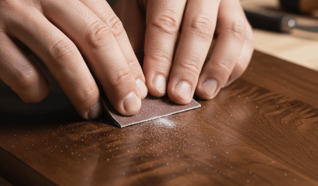 Hand sanding between polyurethane coats