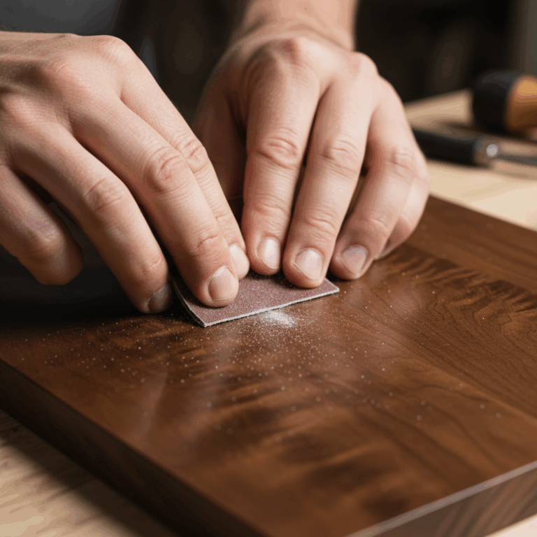 Hand sanding between polyurethane coats