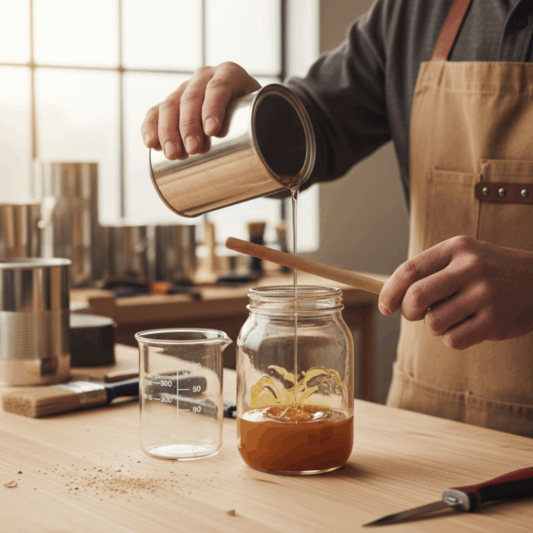 Mixing and thinning wood finish with mineral spirits