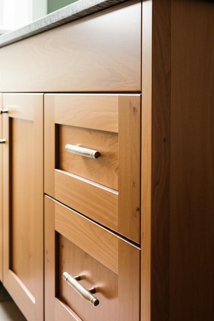 Modern bathroom vanity cabinet with semi-gloss gray paint finish